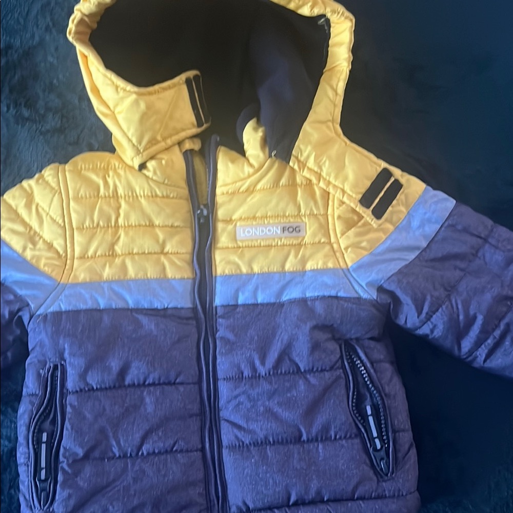 London Fog Kids Puffer Jacket in Yellow and Gray